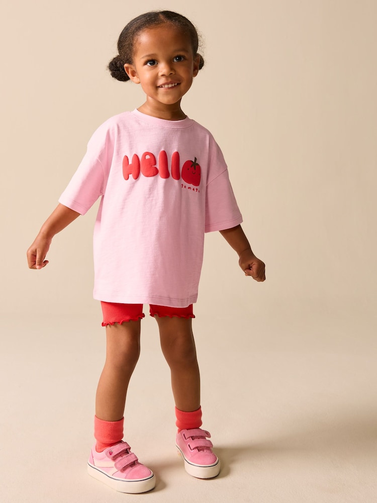 Pink Tomato Character Short Sleeve T-Shirt and Cycle Shorts Set (3mths-7yrs)
