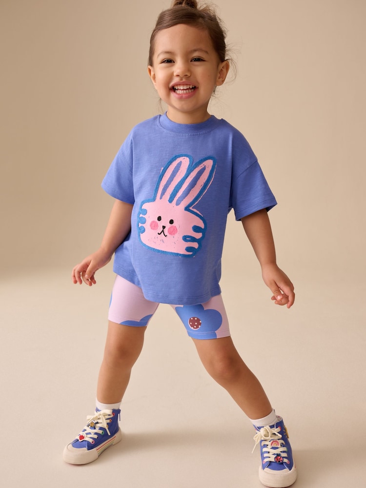 Blue Bunny Short Sleeve T-Shirt and Cycle Shorts Set (3mths-7yrs)