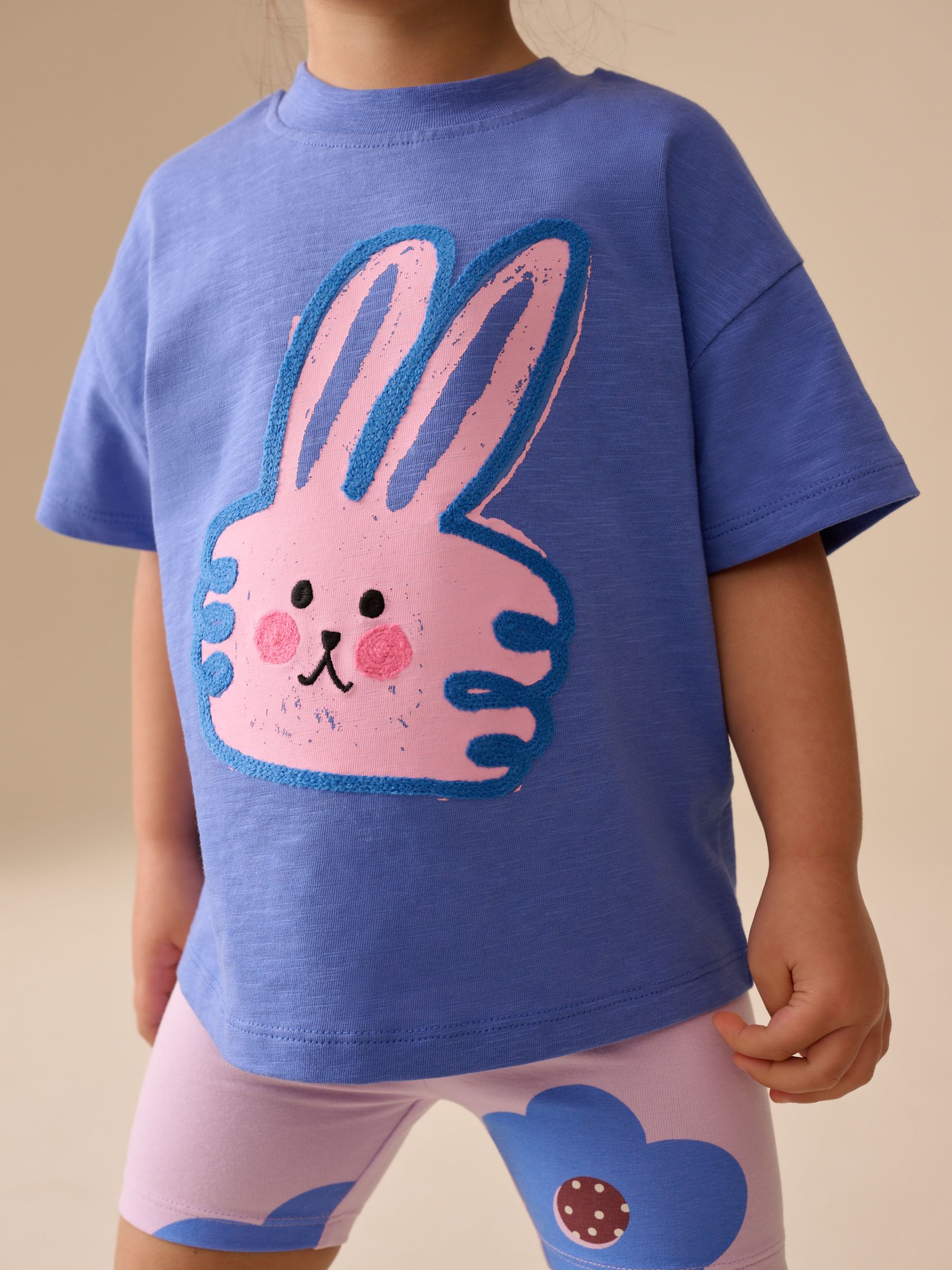 Blue Bunny Short Sleeve T-Shirt and Cycle Shorts Set (3mths-7yrs) - Size 3-6 Months (62-68cm)