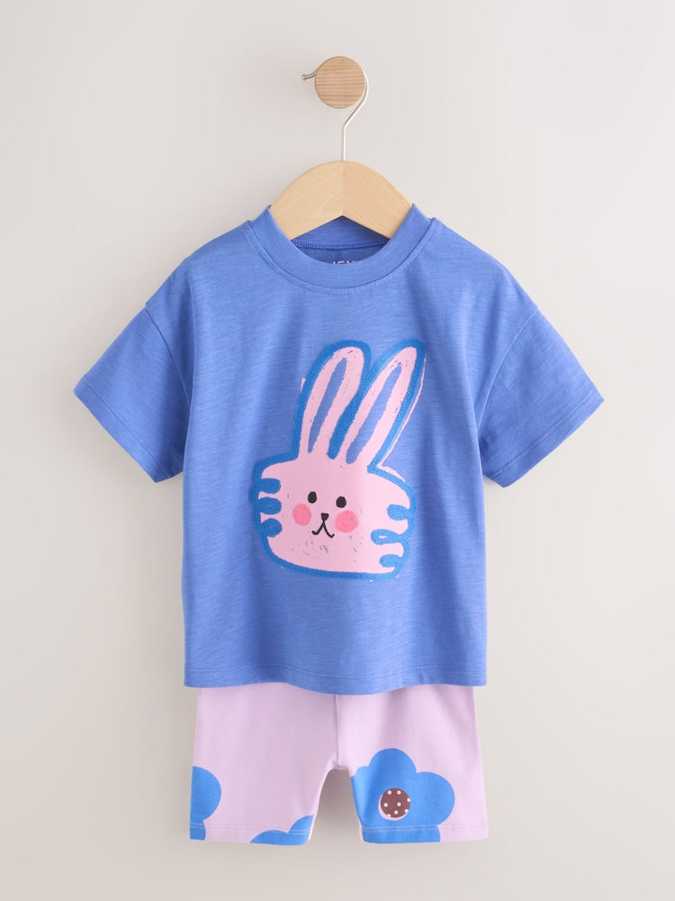 Blue Bunny Short Sleeve T-Shirt and Cycle Shorts Set (3mths-7yrs)