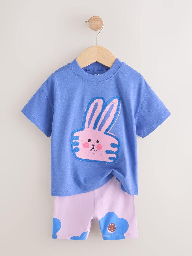 Blue Bunny Short Sleeve T-Shirt and Cycle Shorts Set (3mths-7yrs)