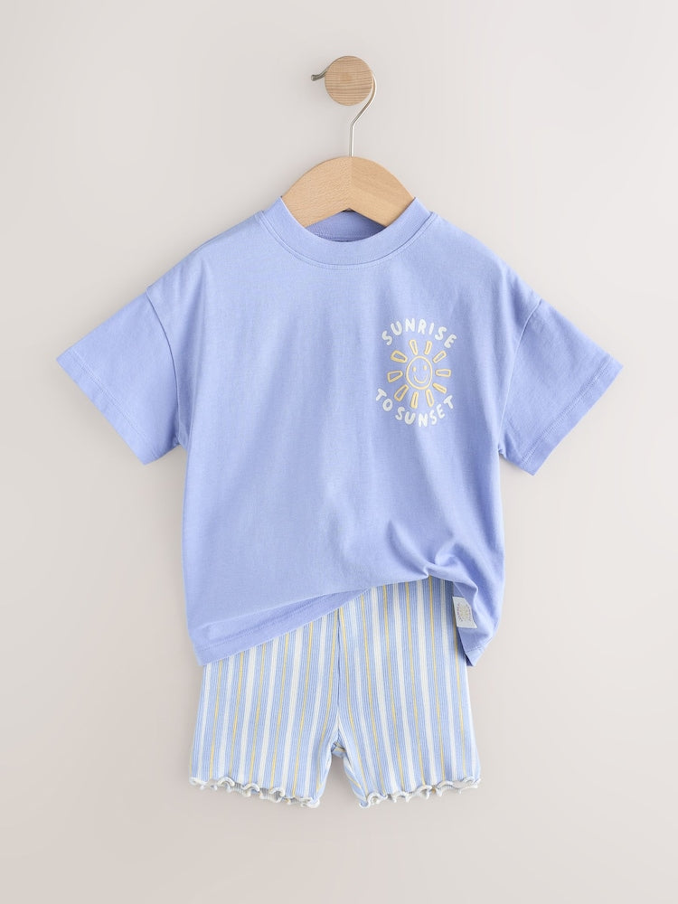 Blue Sunshine Short Sleeve T-Shirt and Cycle Shorts Set (3mths-7yrs)