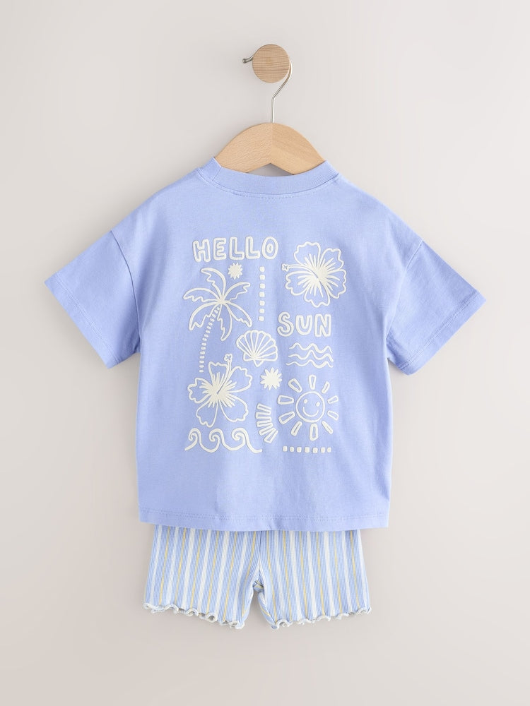 Blue Sunshine Short Sleeve T-Shirt and Cycle Shorts Set (3mths-7yrs)