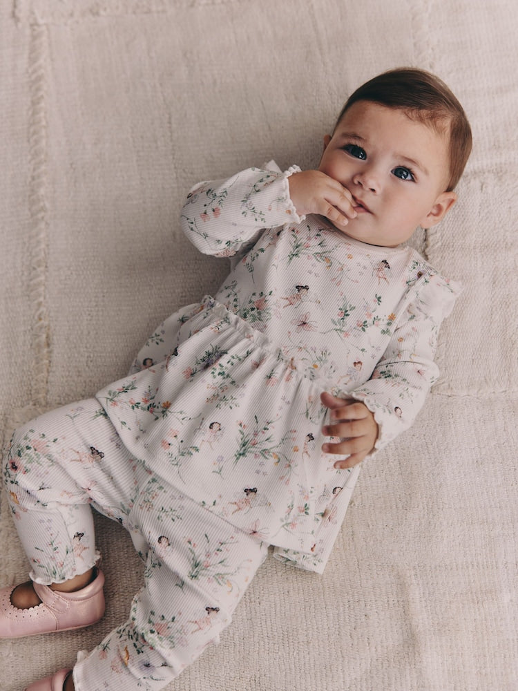 White Fairy Peplum Top and Leggings Baby Set (0mths-2yrs)