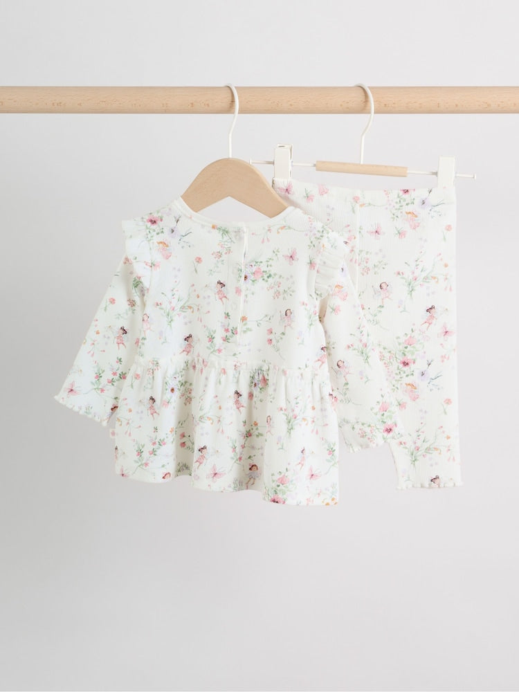 White Fairy Peplum Top and Leggings Baby Set (0mths-2yrs)