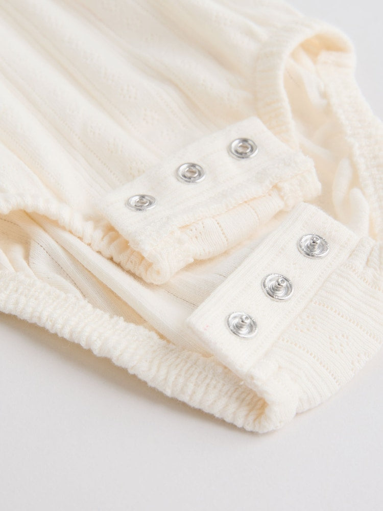 Ecru Pointelle Bodysuit Leggings And Cardigan Baby Set 3 Piece (0-9mths) - Size First Size (50cm)