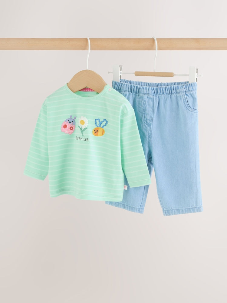 Green Long Sleeve Tops and Trousers Baby 2 Piece Set (0mths-2yrs) - Green Long Sleeve / 12-18 Months (80-86cm)
