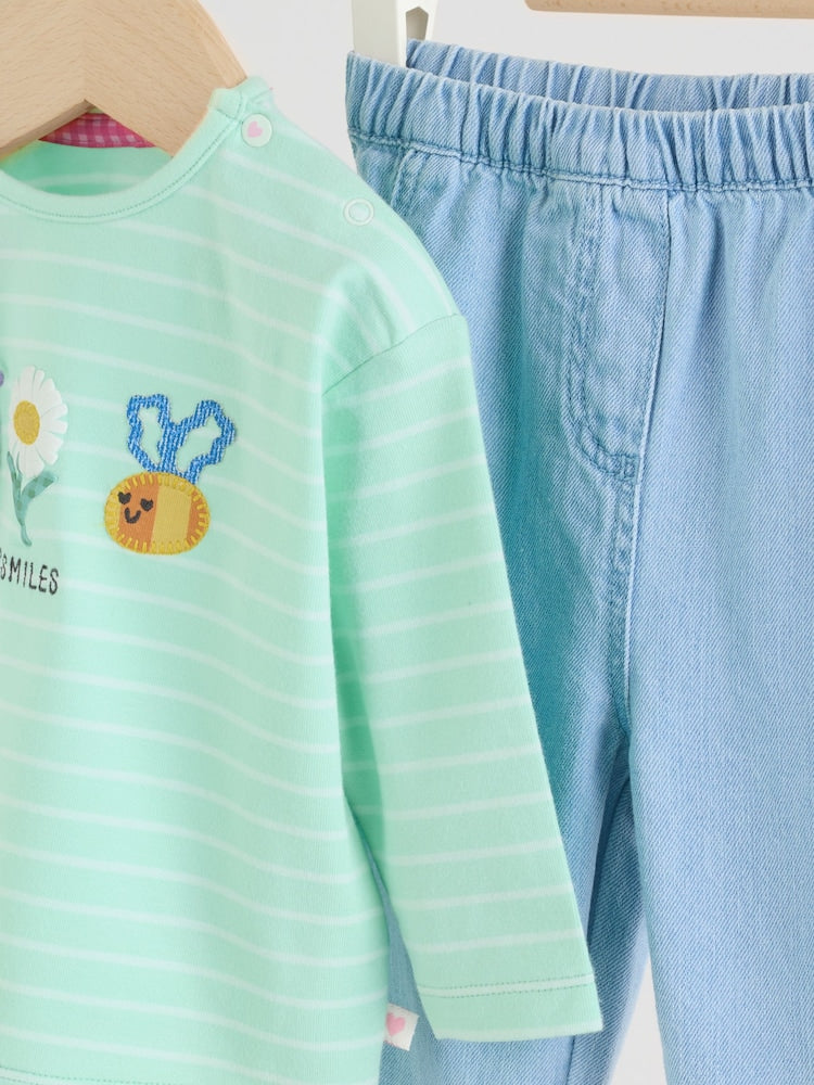 Green Long Sleeve Tops and Trousers Baby 2 Piece Set (0mths-2yrs)