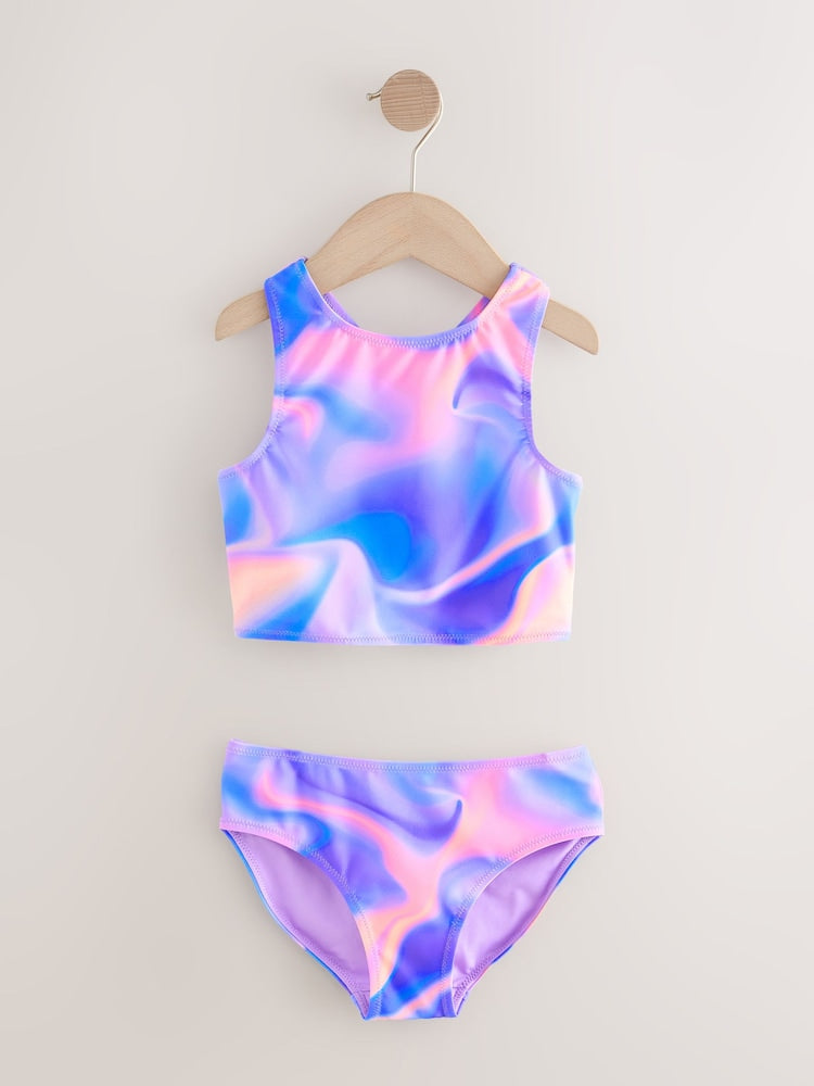Purple Ombre Sunsafe Rash Vest Bikini And Scrunchie Swim Set (3-16yrs)