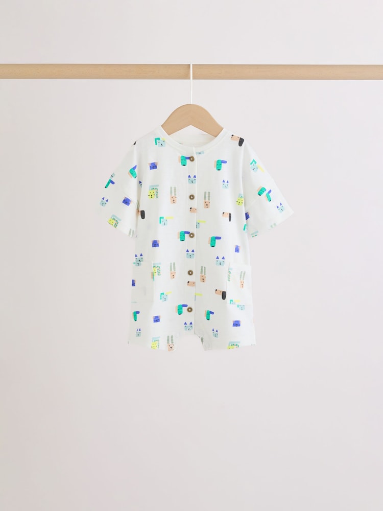 Green Print Jersey Baby Rompers 3 Pack