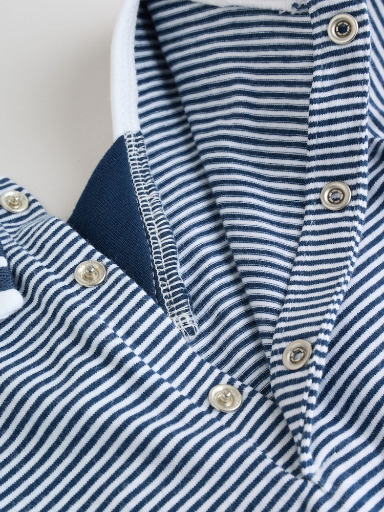 Blue Stripe Sailor Collar Jersey Baby Romper 2 Pack