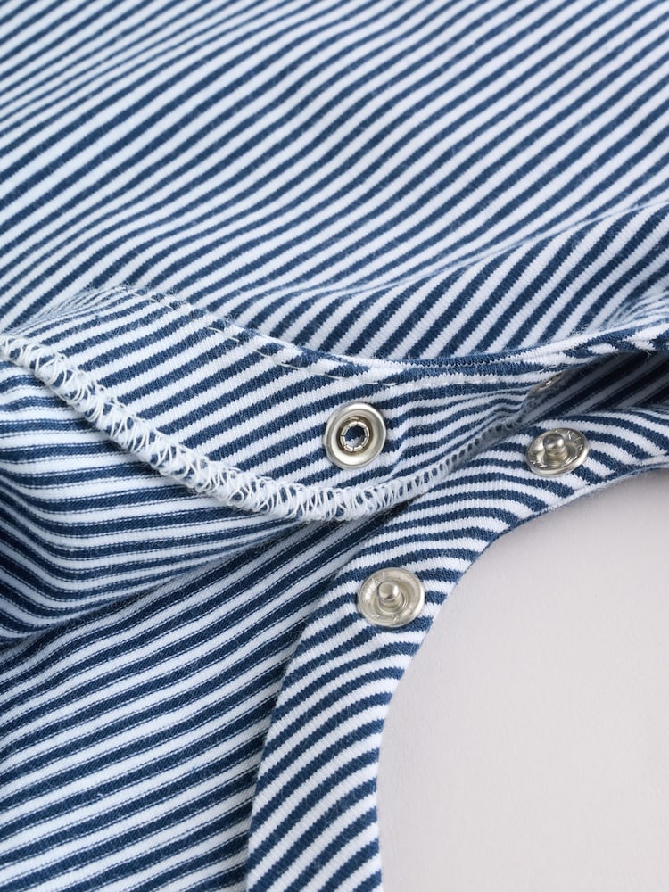 Blue Stripe Sailor Collar Jersey Baby Romper 2 Pack