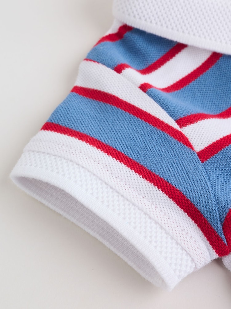 Red/Blue Rugby Striped Jersey Collared Rompers Baby 2 Pack