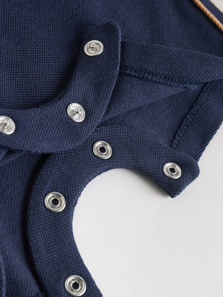 Navy/White Jersey Collared Rompers Baby 2 Pack
