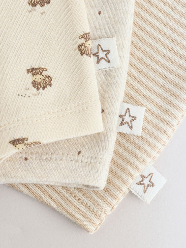 Neutral Hamish Highland Cow Jersey Baby Rompers 3 Pack