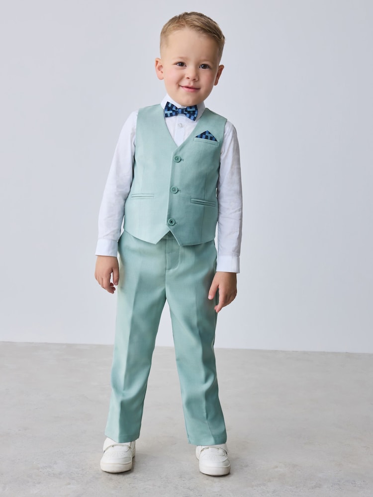 Baker by Ted Baker Green Waistcoat Shirt And Trousers Set