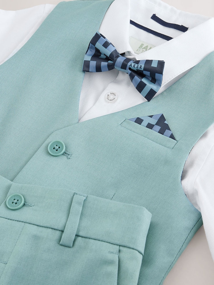 Baker by Ted Baker Green Waistcoat Shirt And Trousers Set