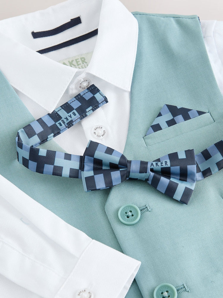 Baker by Ted Baker Green Waistcoat Shirt And Trousers Set