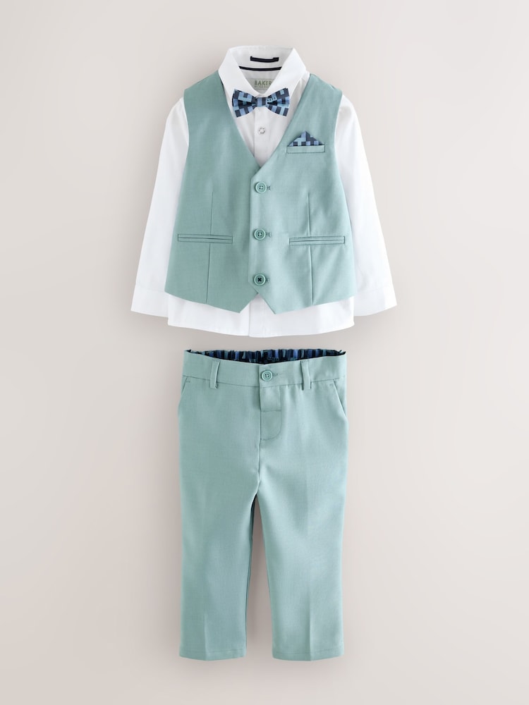 Baker by Ted Baker Green Waistcoat Shirt And Trousers Set