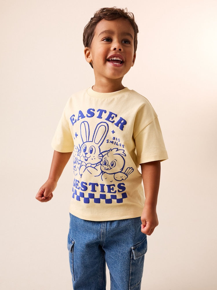Yellow Bunny Short Sleeve Easter Graphic T-Shirt (3mths-7yrs)