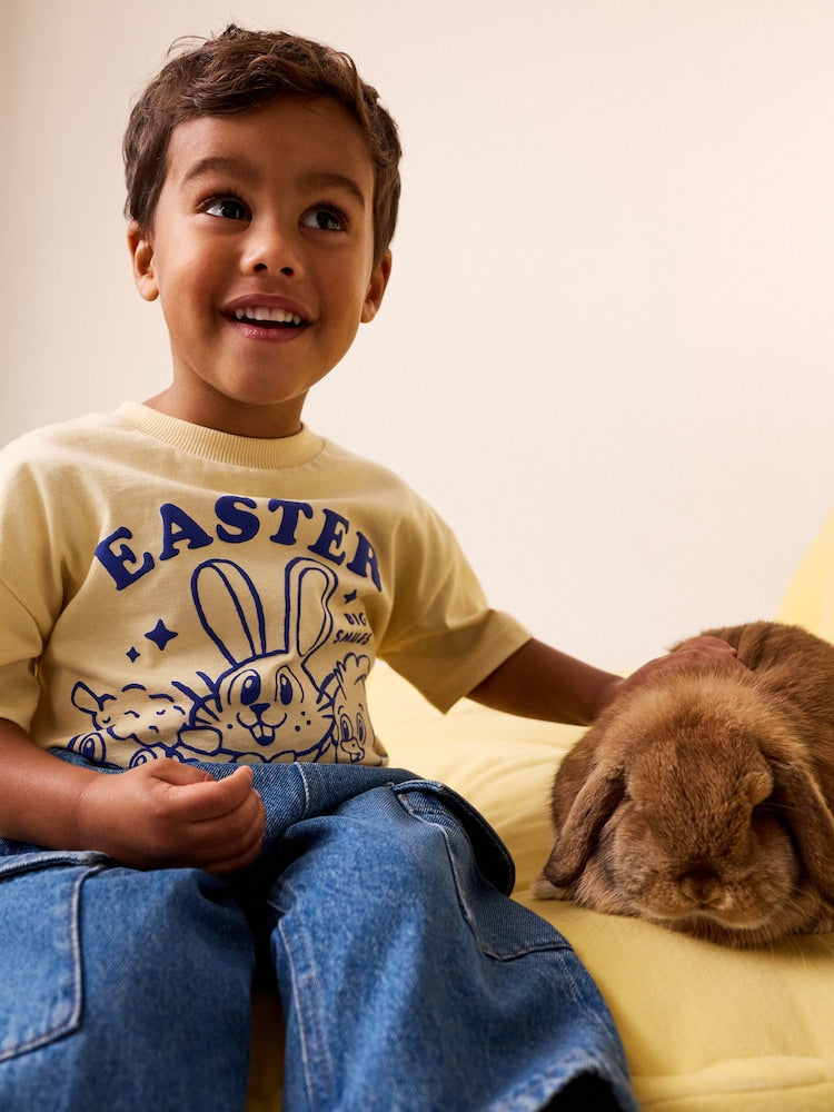 Yellow Bunny Short Sleeve Easter Graphic T-Shirt (3mths-7yrs)