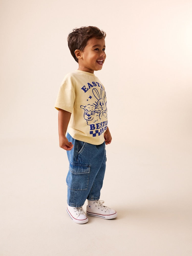Yellow Bunny Short Sleeve Easter Graphic T-Shirt (3mths-7yrs)