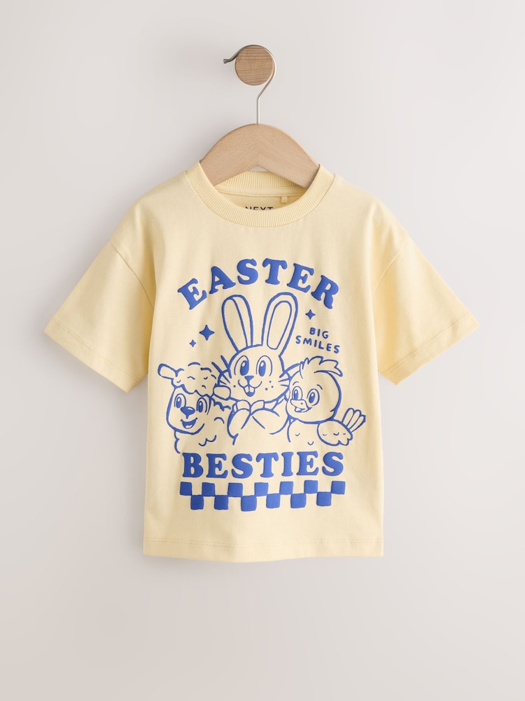 Yellow Bunny Short Sleeve Easter Graphic T-Shirt (3mths-7yrs)