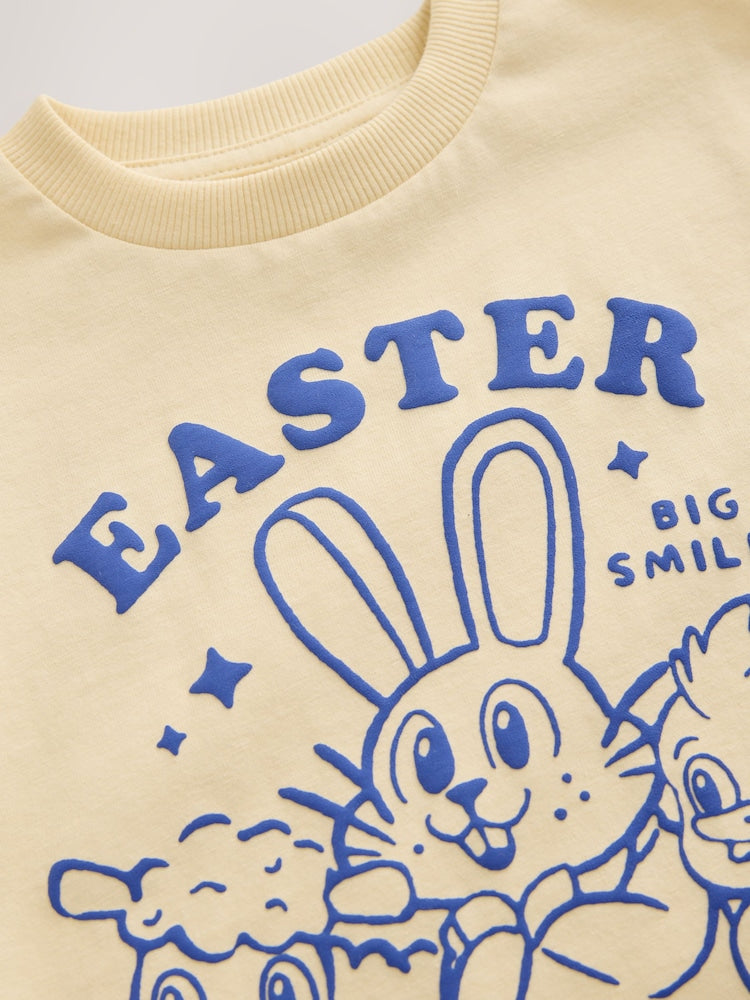 Yellow Bunny Short Sleeve Easter Graphic T-Shirt (3mths-7yrs)