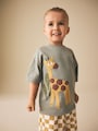Green Giraffe Short Sleeve Appliqué T-Shirt (3mths-7yrs) - Size 3-6 Months (62-68cm)
