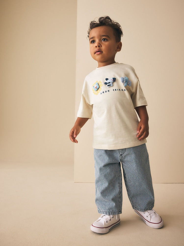 Neutral Safari Animals Short Sleeve 3D Padded T-Shirt (3mths-7yrs)