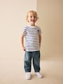 White/Blue Stripe Seagull Short Sleeve 3D Padded T-Shirt (3mths-7yrs) - Size 3-6 Months (62-68cm)
