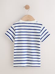 White/Blue Stripe Seagull Short Sleeve 3D Padded T-Shirt (3mths-7yrs) - Size 3-6 Months (62-68cm)