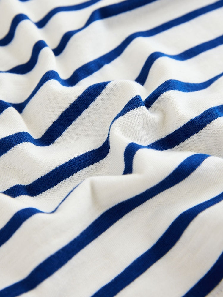White/Blue Stripe Seagull Short Sleeve 3D Padded T-Shirt (3mths-7yrs)