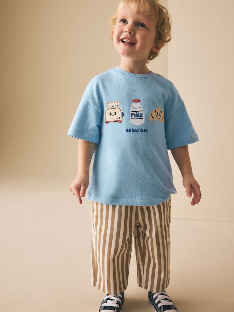 Light Blue Breakfast Trio Short Sleeve Appliqué T-Shirt (3mths-7yrs)