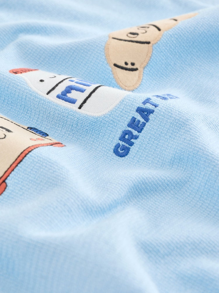 Light Blue Breakfast Trio Short Sleeve Appliqué T-Shirt (3mths-7yrs)