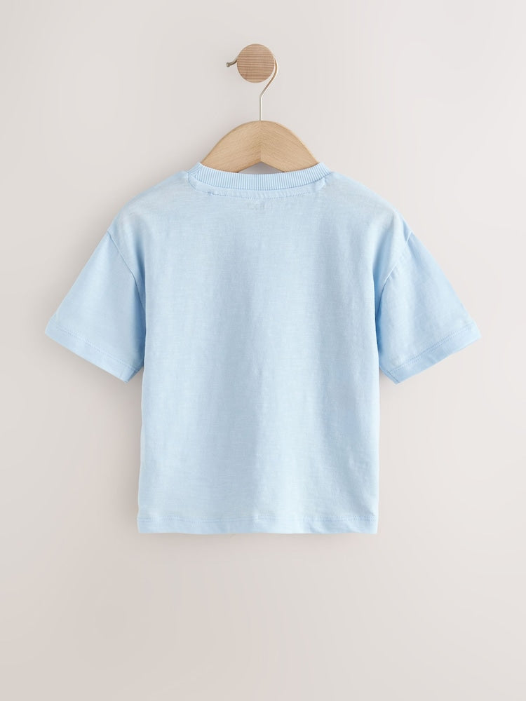 Blue Seaside Short Sleeve Appliqué T-Shirt (3mths-7yrs)