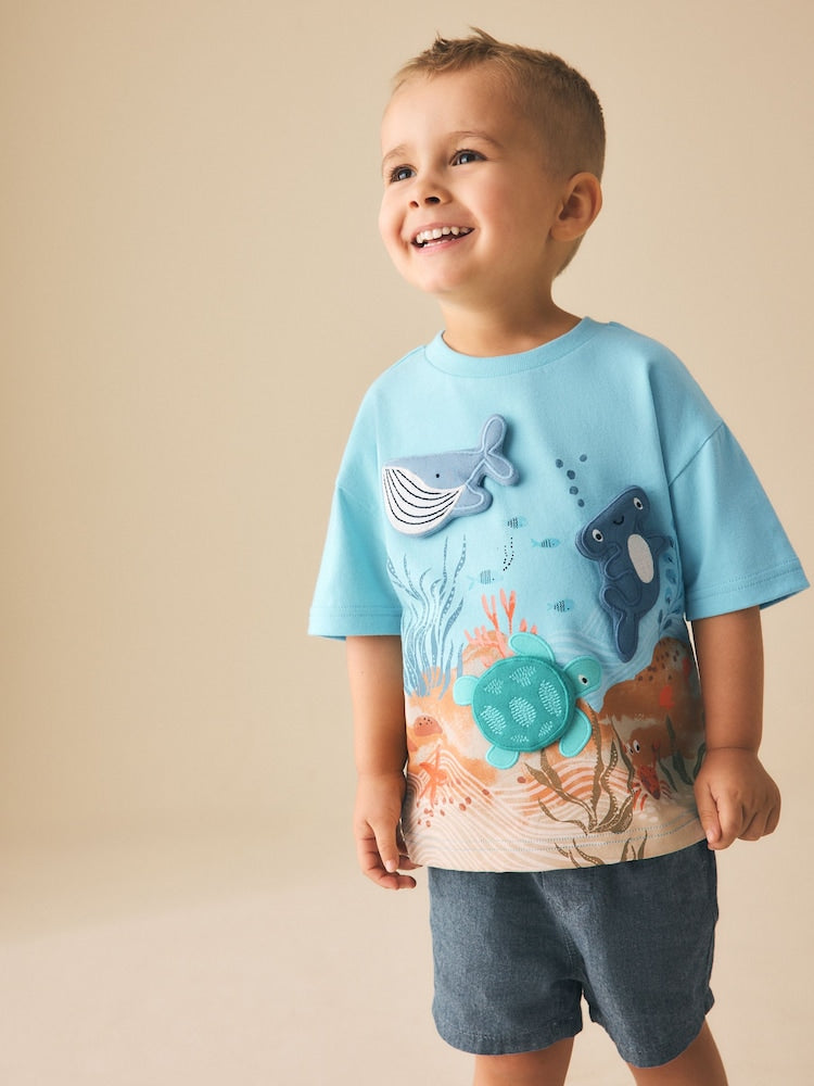 Blue Sea Animal Short Sleeve 3D Padded T-Shirt (3mths-7yrs)