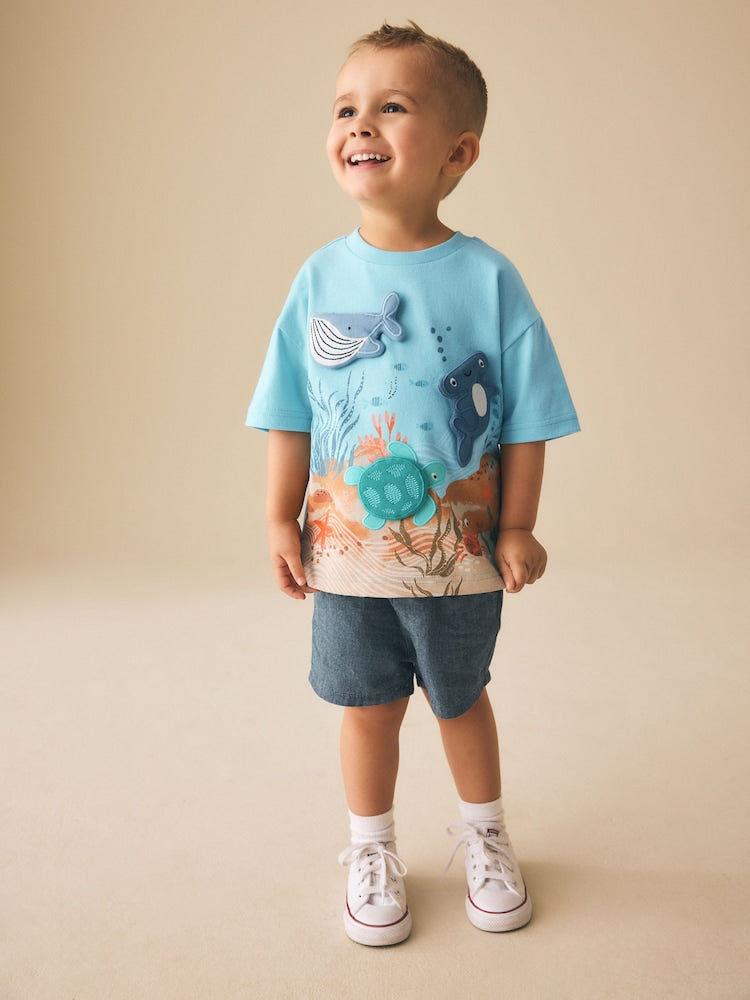 Blue Sea Animal Short Sleeve 3D Padded T-Shirt (3mths-7yrs)
