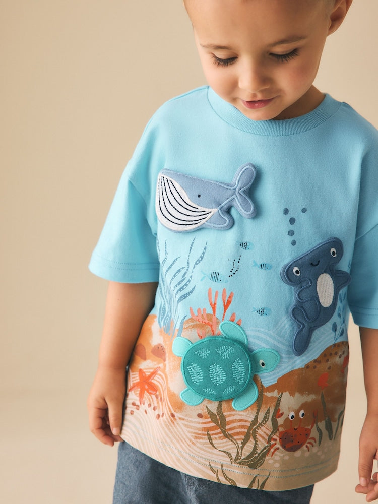 Blue Sea Animal Short Sleeve 3D Padded T-Shirt (3mths-7yrs)