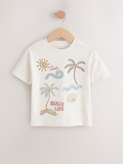 Neutral Beach Palms Short Sleeve Appliqué T-Shirt (3mths-7yrs) - Size 3-6 Months (62-68cm)