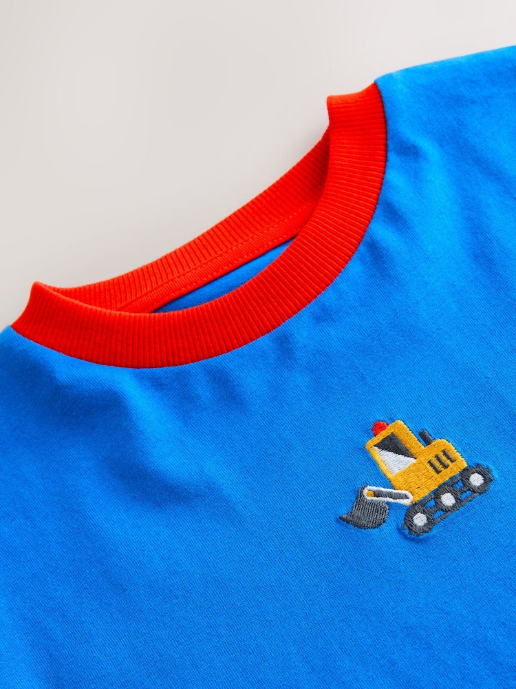 Blue/Green/Yellow Digger Short Sleeve Colourblock T-Shirt (3mths-7yrs) (3mths-7yrs)