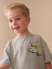 Grey Race Car Short Sleeve Back Print T-Shirt (3mths-7yrs) - Size 3-6 Months (62-68cm)