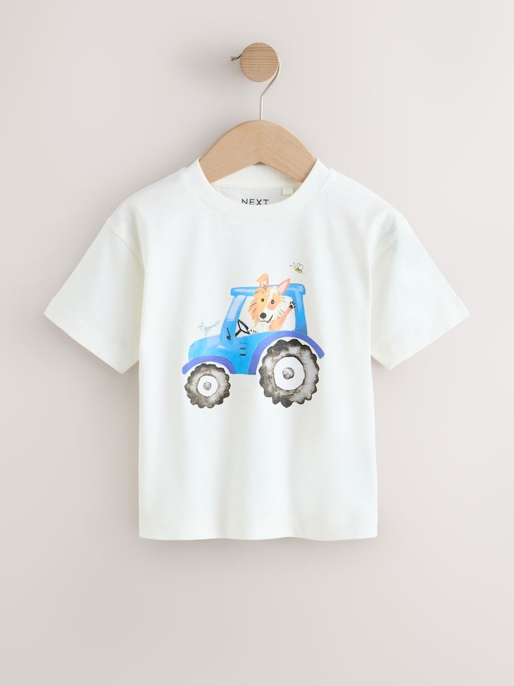 Green Watercolour Farm Short Sleeve Graphic T-Shirts 3 Pack (3mths-7yrs)
