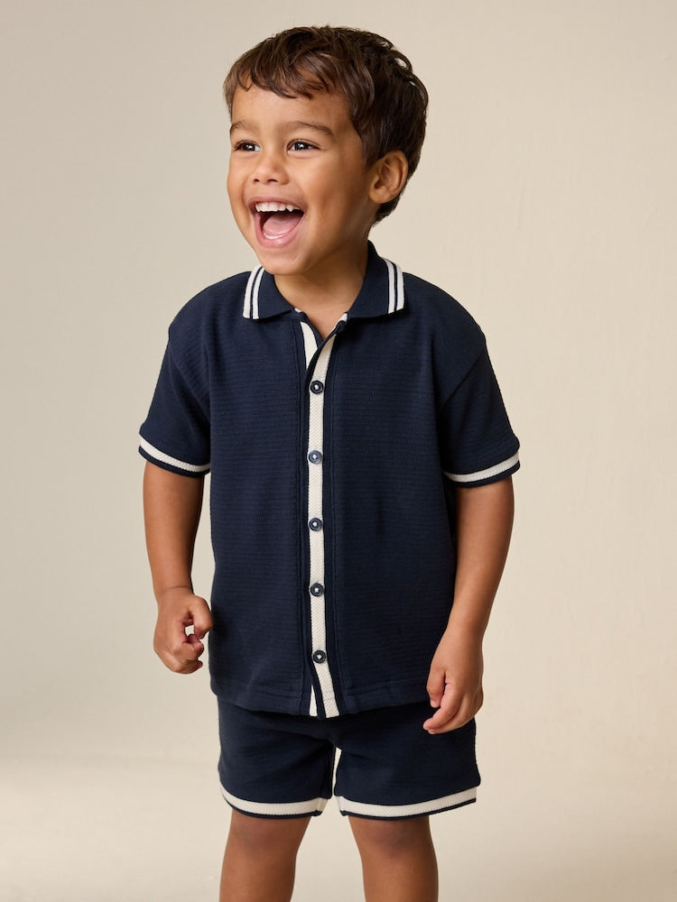 Navy Short Sleeve Shirt and Shorts Set (3mths-7yrs)