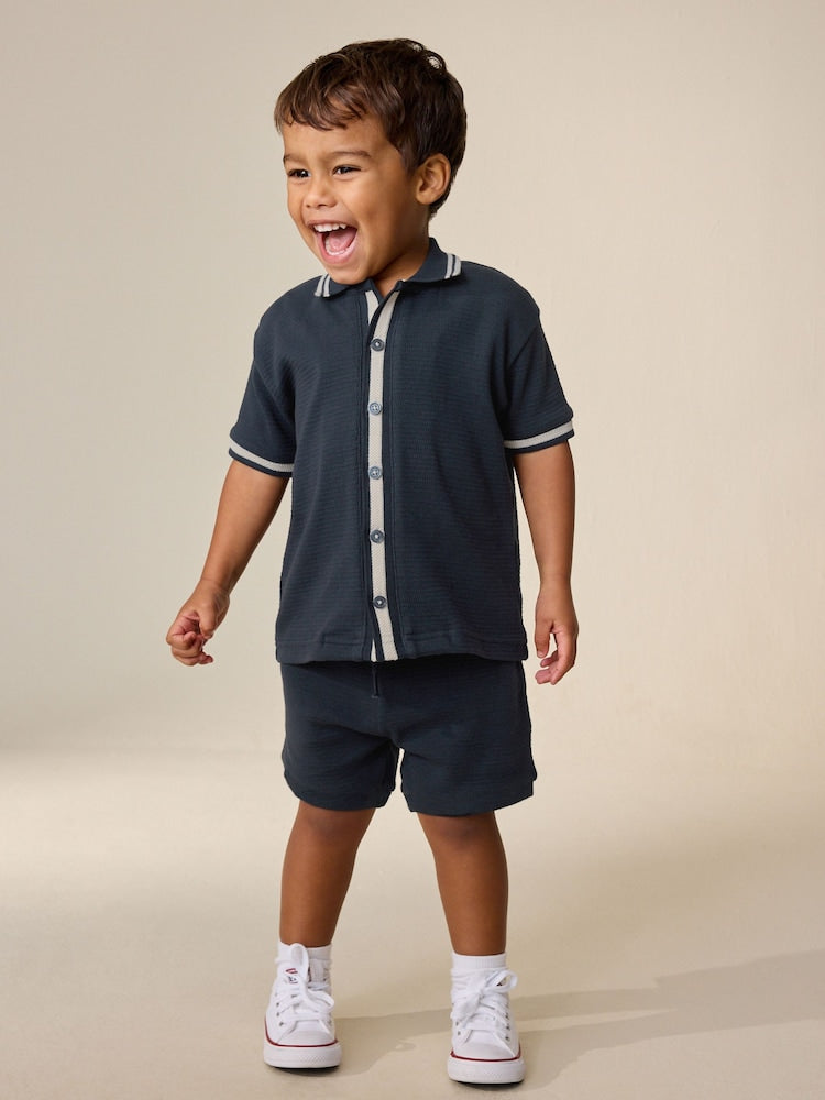 Navy Short Sleeve Shirt and Shorts Set (3mths-7yrs)