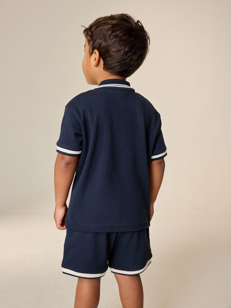 Navy Short Sleeve Shirt and Shorts Set (3mths-7yrs)