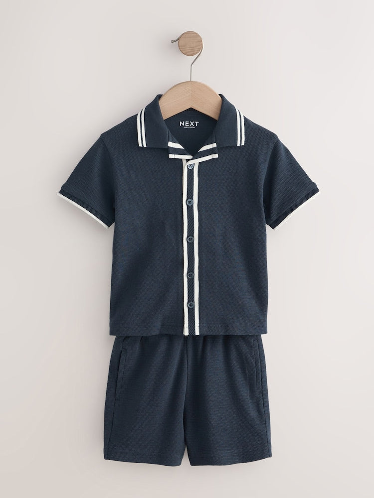 Navy Short Sleeve Shirt and Shorts Set (3mths-7yrs)