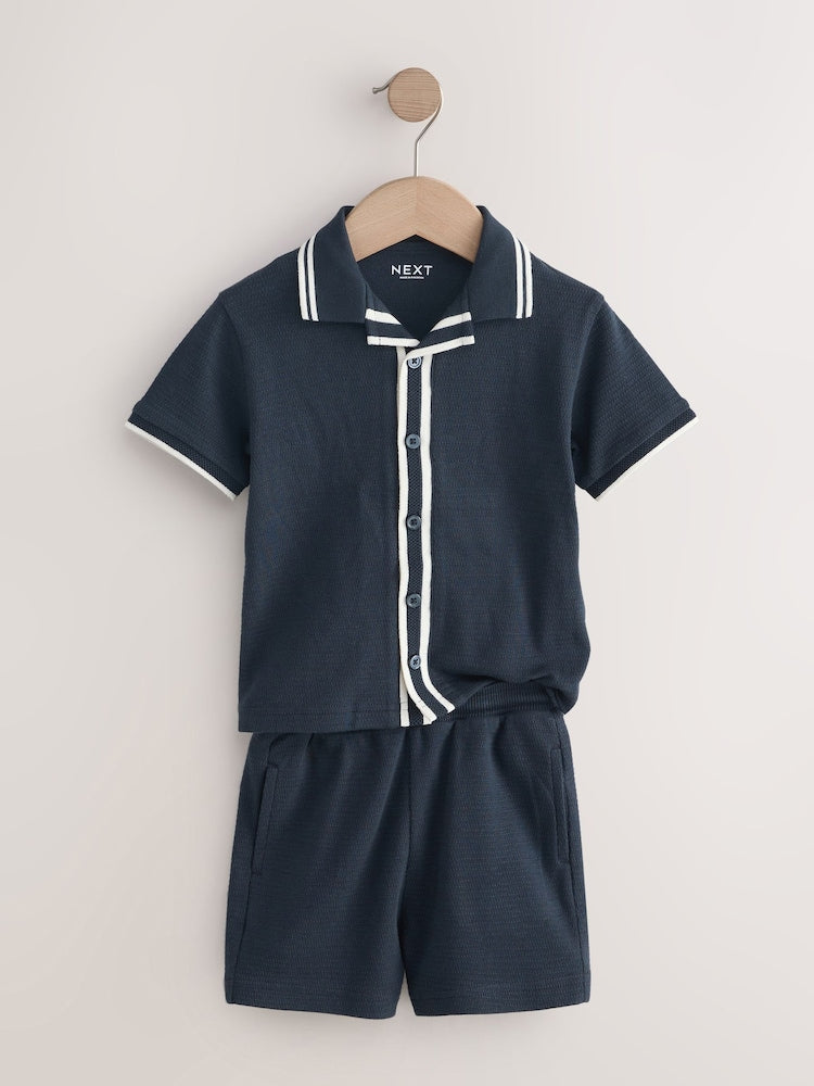 Navy Short Sleeve Shirt and Shorts Set (3mths-7yrs)