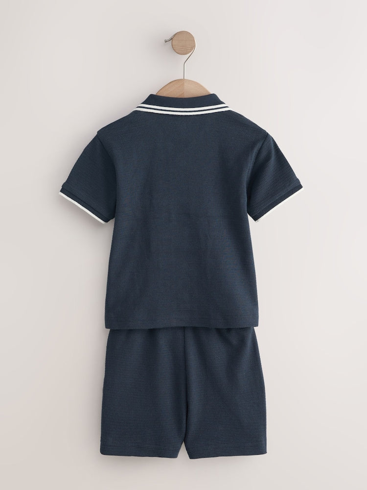 Navy Short Sleeve Shirt and Shorts Set (3mths-7yrs)