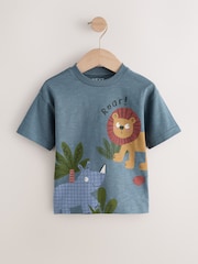 Green Safari Animals Short Sleeve Appliqué T-Shirts 3 Pack (3mths-7yrs) - Size 3-6 Months (62-68cm)